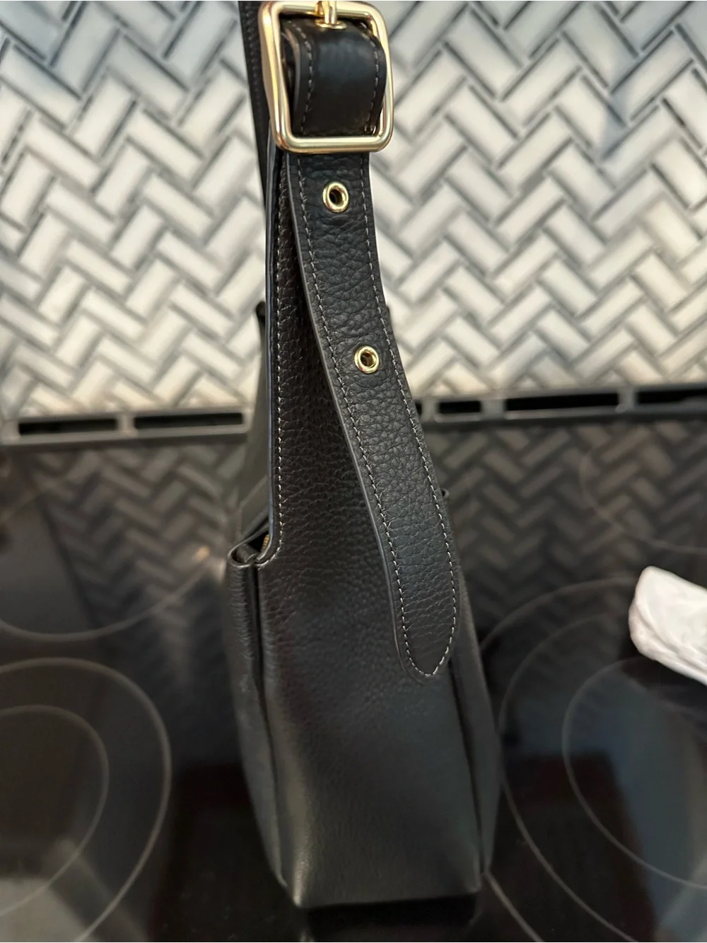 Coach Black Pebbled Leather Hadley Crossbody Shoulder Bag with Gold Hardware - Picture 2 of 15